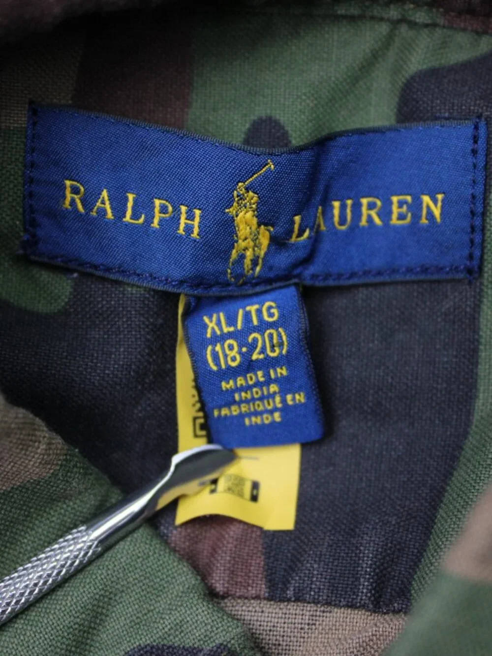 Ralph Lauren Shirt Youth XL (18-20) Green/Black Camo 100% Cotton Long Sleeve